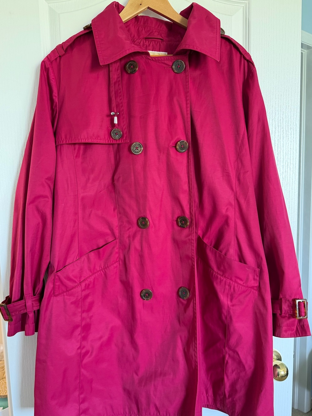 Michael Kors Fuchsia Double-Breasted Trench Coat
